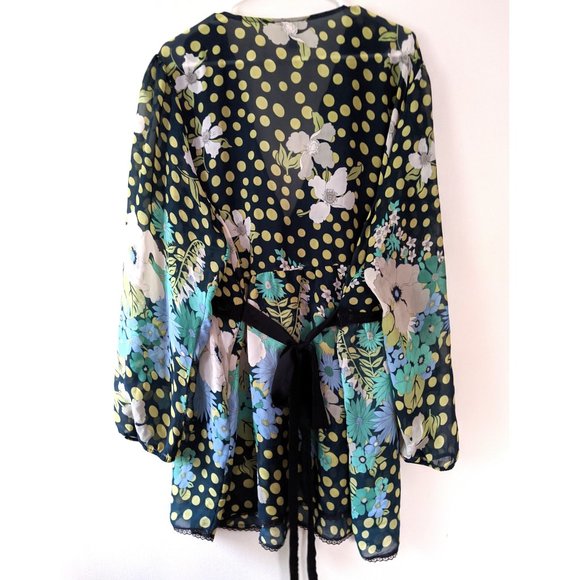 LAST CHANCE Sheer Blouse with Lace, Tie Back - Picture 2 of 6